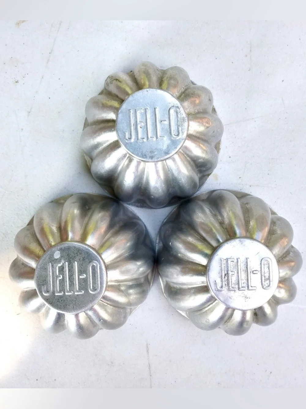 Jell-O Vintage Aluminum Fluted Jelly Molds - Set of 3 - Bundt Cake Style